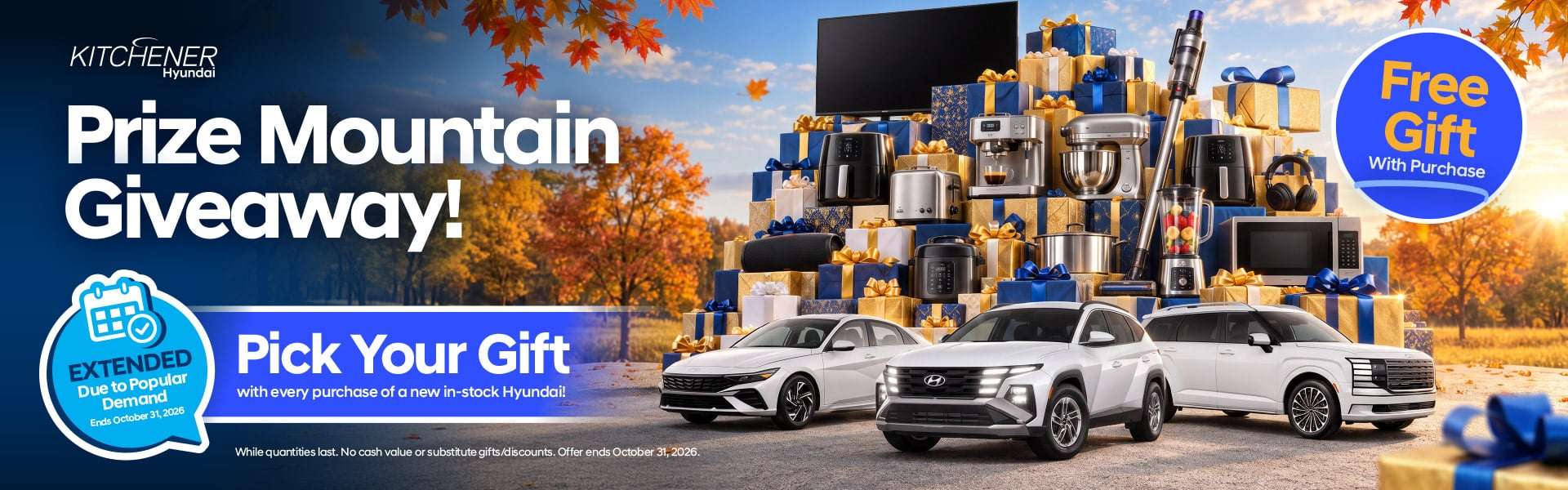 Prize Mountain Giveaway Pick your gift with every purchase of a new in-stock Hyundai!